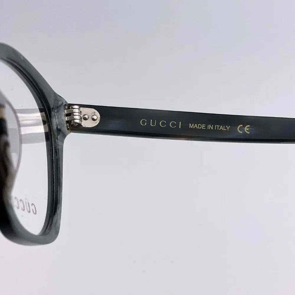 🔥 GUCCI Logo GG0572O 009 Eyeglasses Black Gray Square Unisex
